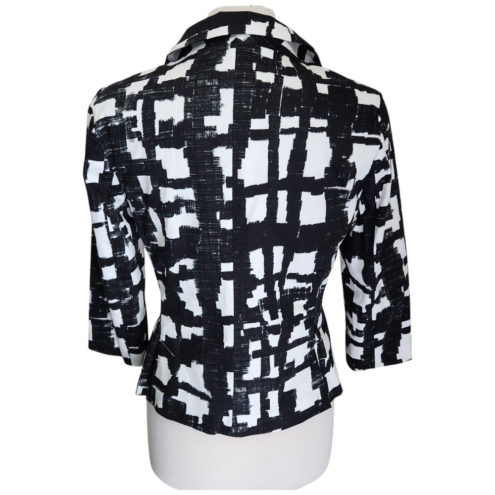 Sandro Jacket Women's Medium Blazer Academia Office Cropped Black‎ White - Picture 3 of 12